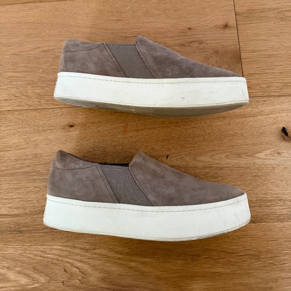 Vince Women's Warren Slip On Platform Sneakers - size 39 / 9, Gray/Mink color